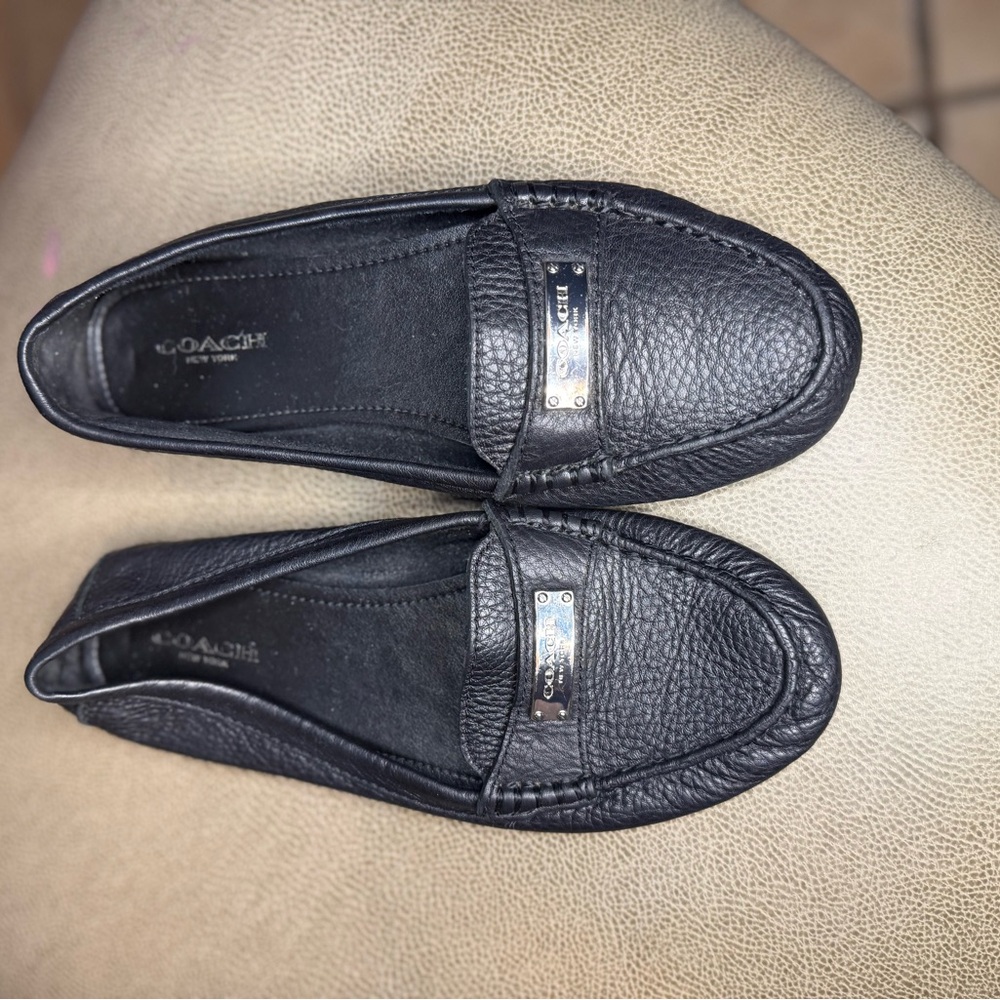 Coach Black Pebbled Leather Loafers